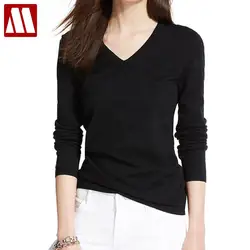 Women Girls Cotton T-shirt Solid Long Sleeve Casual Tee Size Undershirt Atacado Roupas Femininas Lady Clothes Tees & Tops