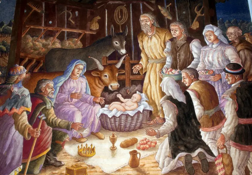 ฉากการประสูติCreche Crib Birthพระเยซูพื้นหลังคอมพิวเตอร์คุณภาพสูงพิมพ์ทารกแรกเกิดฉากหลัง