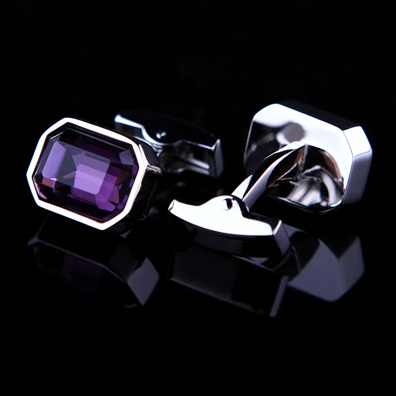 KFLK Jewelry shirt wedding cufflinks for mens Brand Purple Crystal Cuff link Wholesale fashion Button High Quality guests