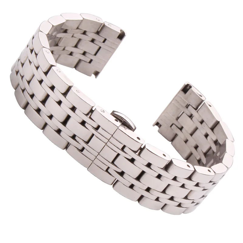 Correa de acero inoxidable de 18mm, 20mm, 22mm para hombre, correa de reloj de Metal pulida de plata, accesorios de pulsera de repuesto de lujo