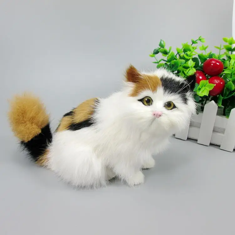 cute simulation cat toy polyethylene & furs colourful cat doll gift about 16x12x18cm 2357
