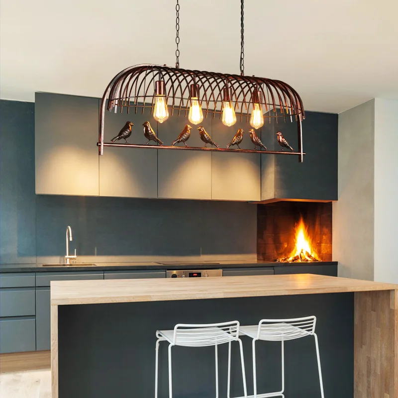 Industrial metal hanging lamp bird wrought iron chandelier lighting retro kitchen bar  pendant lamp lamparas industriales image 3