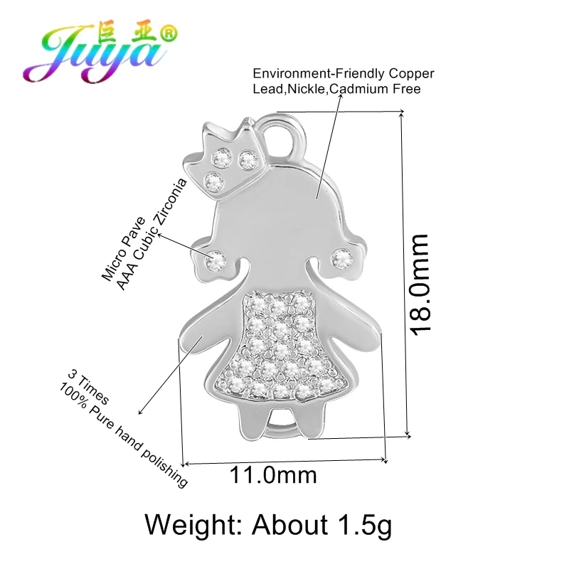 Juya DIY Handmade Crown Boy Girl Charm Connectors Accessories For Women Fashion Bracelets Earrings Making