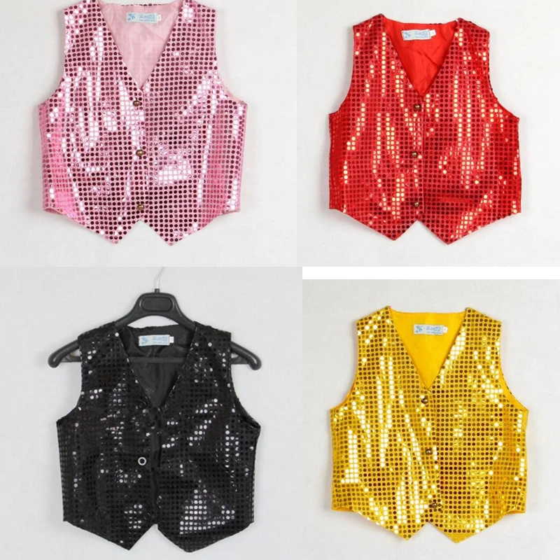 Jazz Dance Costume Dancing Hip-hop Clothes Children\'s Clothing Sequins Suits Kid Children Dancewear Performance Stage Costume