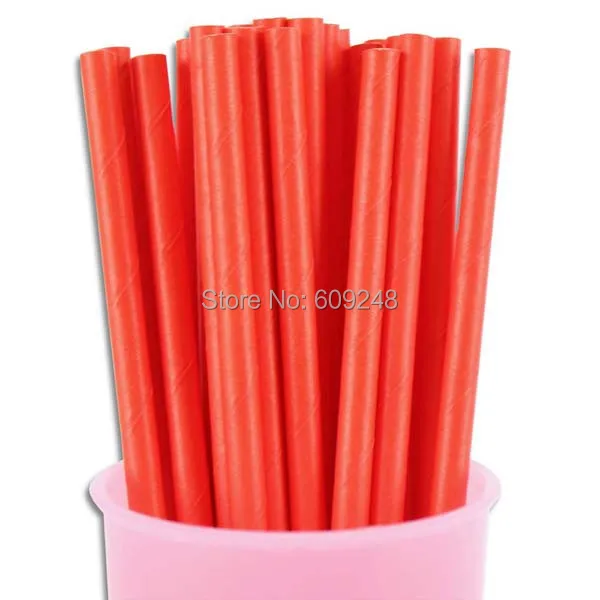 100 Pcs Mixed Colors Plain Red Paper Straws, Cheap Biodegradable Party Supplies Solid Color All Red Paper Drinking Straws