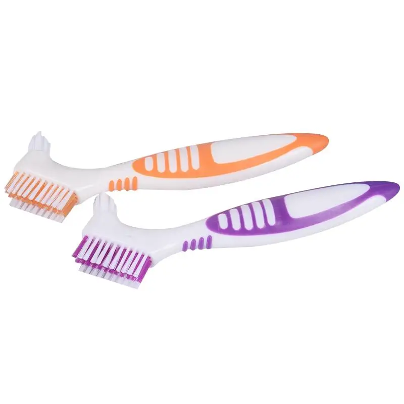 2 pcs Denture Cleaning Brush Soft Multi-Layered Bristles False Teeth Brush Y-shape Teeth Brushes Oral Care Tool