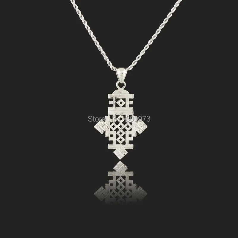 

Newest Two Size Ethiopian Cross Pendant Silver Plated Fashion Jewelry Wedding for African Women Pendant Free shipping