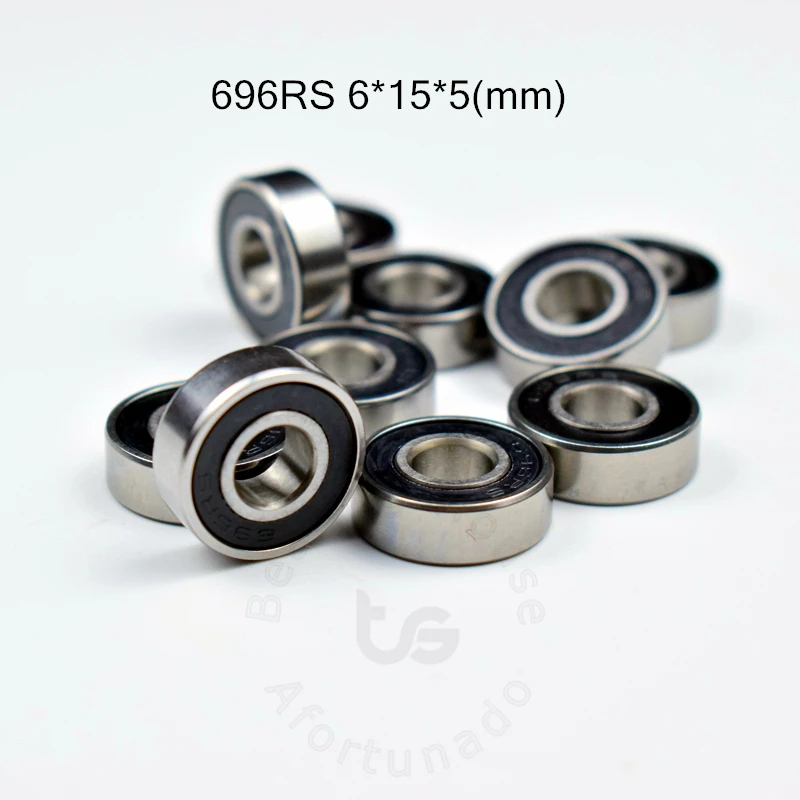 Bearing 696RS 10 Pieces  6*15*5(mm) free shipping chrome steel rubber Sealed High speed Mechanical equipment parts