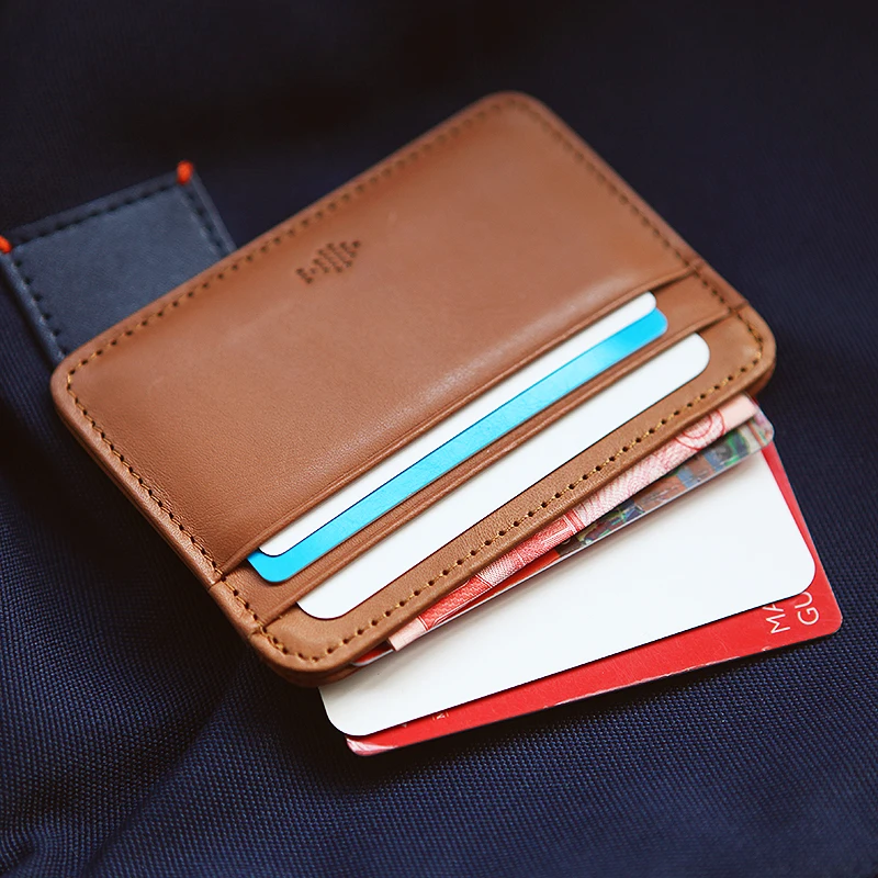 LANSPACE leather men's card holder brand wallet card holder handmade card id holders