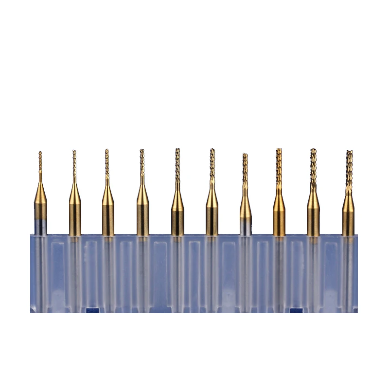 

10pcs Titanium Coat Carbide 1.5mm-3.175mm End Mill Engraving Bits CNC Rotary Burrs Set