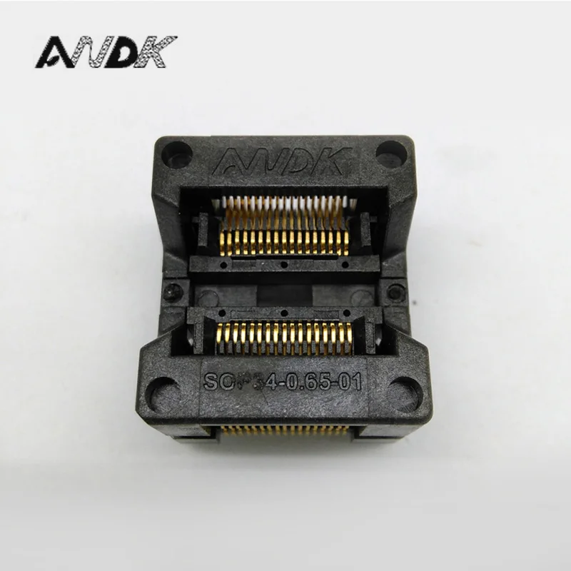 

SSOP34 TSSOP34 IC Test & Burn in Socket Pitch 0.65mm IC Body Width 5.3-5.7mm 208mil-224mil Flash Adapter OTS-34-0.65-01