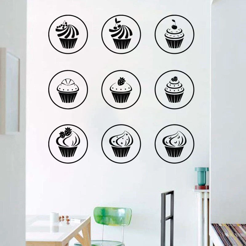 Delicious Cake Vinyl Wall Sticker Sweets Cafe Shop Wall Window Decals Removable Art Mural Wall Decals Home Decor X75