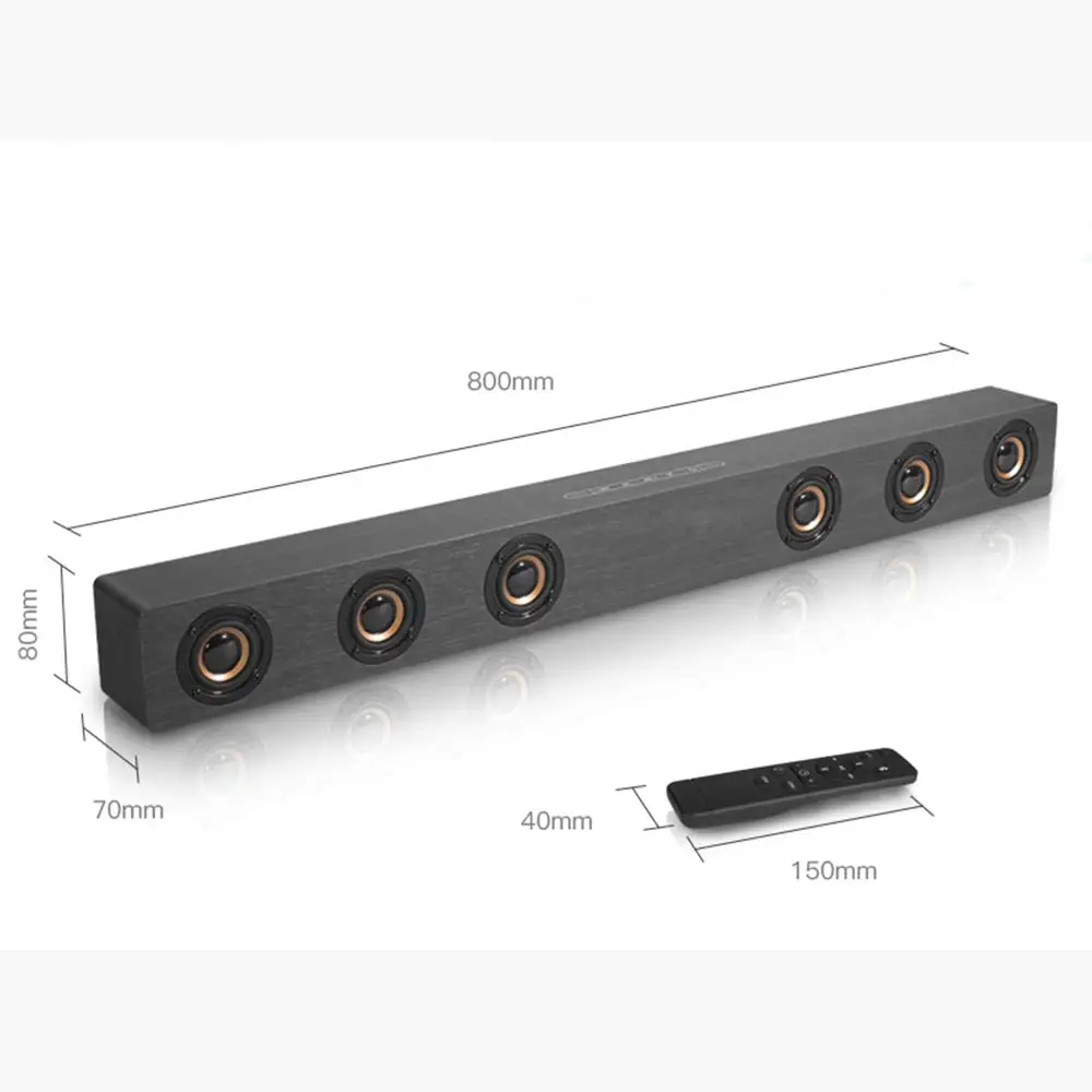 

HYASIA TV Soundbar Bluetooth Speaker Wooden Sound Bar HiFi Stereo Remote Control Support AUX/HDMI/Clock Display for Home Theater