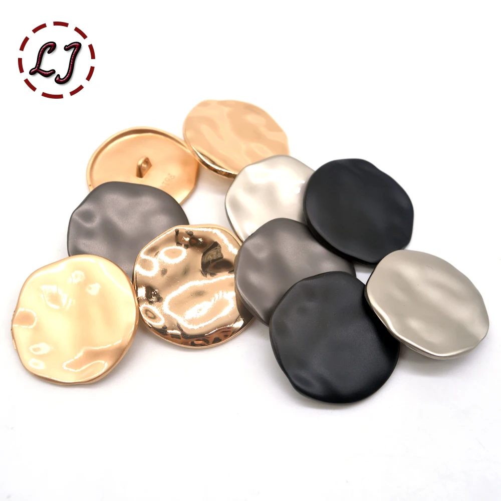 10pcs/lot fashion 30mm big decorative buttons high quality Irregular plane gold buttons for shirt overcoat sewing accessory DIY