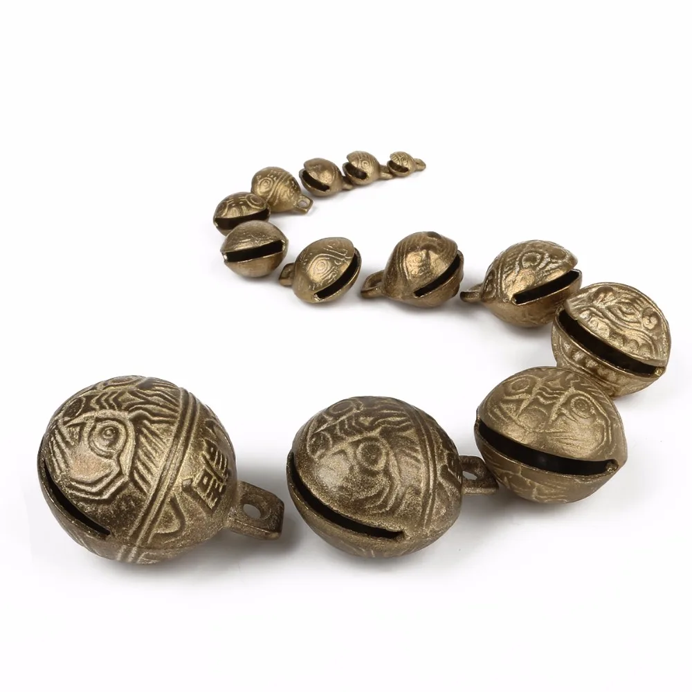 1-15pcs Vintage Tiger Head Brass Material Chinese Good Luck Tinkle Bell Charm for Bracelet Anklet Making Pet Hanging Pendants