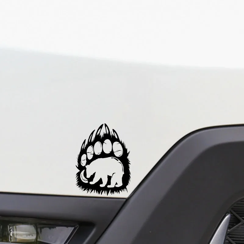 YJZT 11.9*15.2CM Lovely Bear Silhouette in Paw Print Living Car Sticker Vinyl Decoration Bumper Window C12-0483