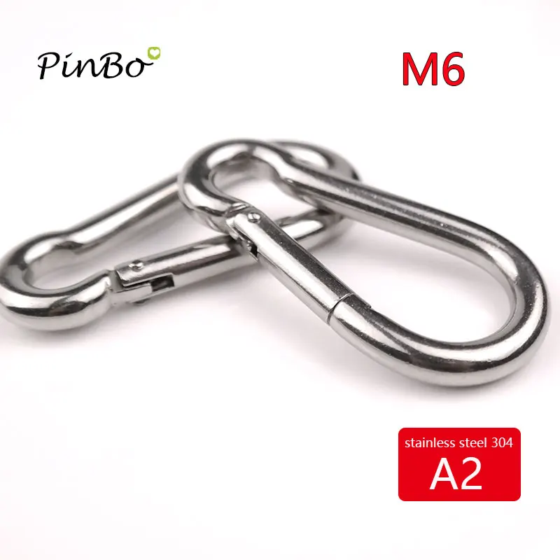 4pcs M6 304Stainless Steel Carabiner Carbine Snap Hook Outside Opening AISI304 M6