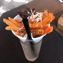 500pcs Snack Cup Holder Creative Fried Chicken Fries Popcorn  Cups Holder Disposable Cold Drink Milk Tea Plastic Tray