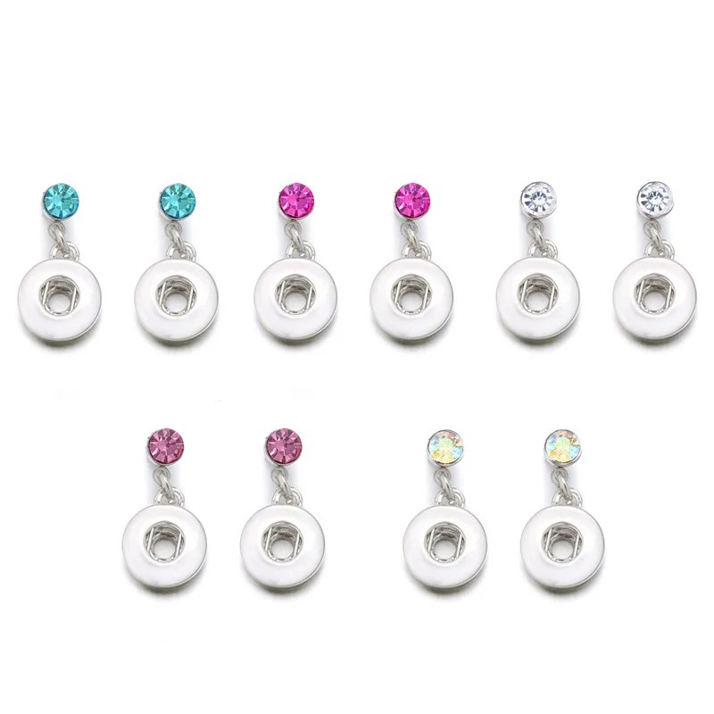 Hot Sale Fashion Interchangeable Crystal 033 Earring Fit 12mm 18mm Snap Button Earring For Women Gfit Charm Jewelry