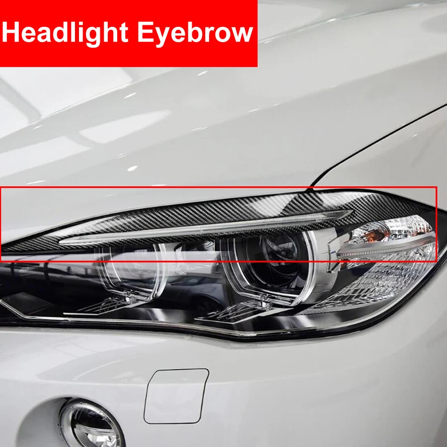 

2PCS Carbon Fiber Car Headlight Eyebrows Cover Decoration Stickers Trim Decals Automobile Accessories For BMW F15 X5 2014-2017