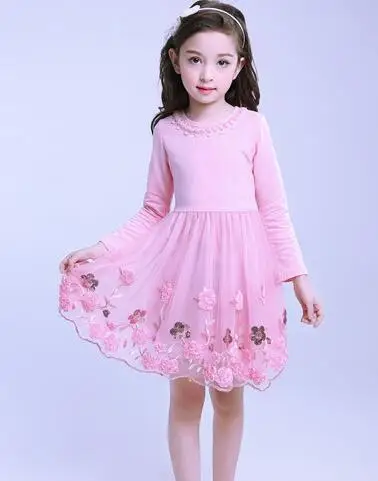 Girl Dress Princess Lace Dress Kids Christening Events Party Wear Dresses For Girls Children Baby pink Clothes