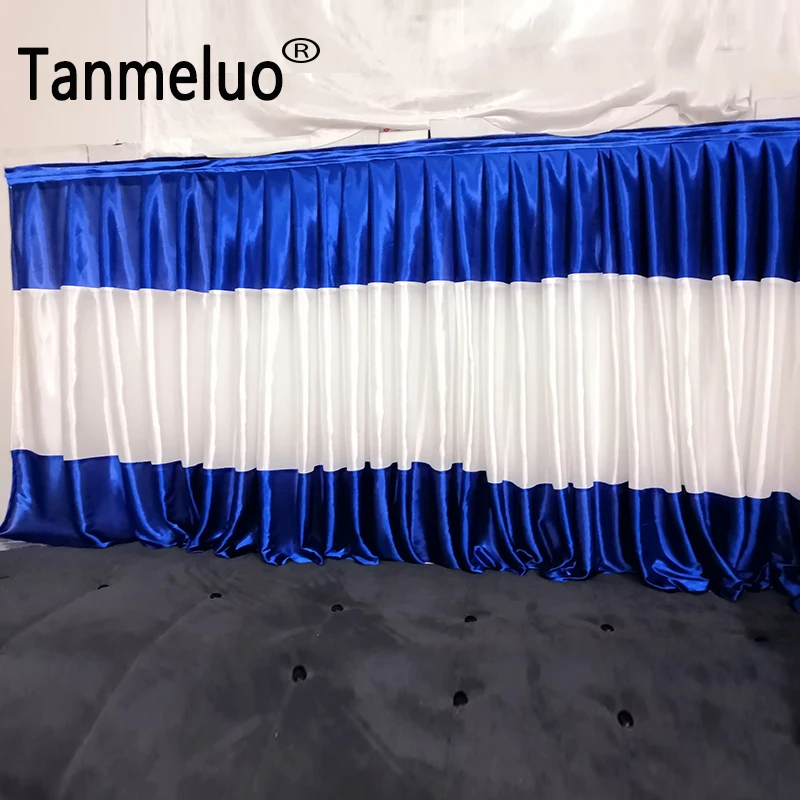 

Tanmeluo Ice Silk Fabric Table Skirt for Birthday Party Mixed 2 Colors Skirting Tablecloth Cover Wedding Banquet Decoration