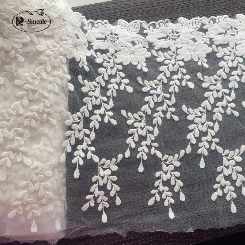3Yards.Width 30cm White Cotton Wire Embroidered Lace Fabric DIY Handmade Lace Materials, Clothing Accessories Lace RS420