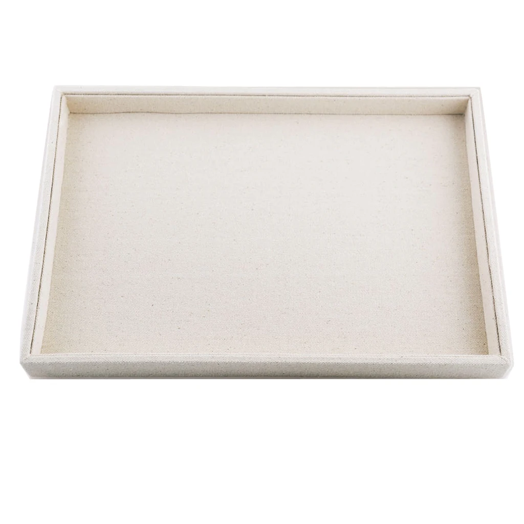 Multifunctional Beige Linen Jewelry Tray Earring Jewelry Display Organizer Case Holder Earring Storage Box for Earings Necklace