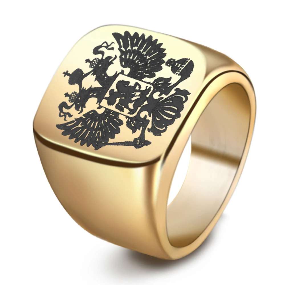 Steel Soldier Double Eagle Ring Men Ring Fashion Jewelry For Men a Coat Of Arms Of the Russian Signet Ring