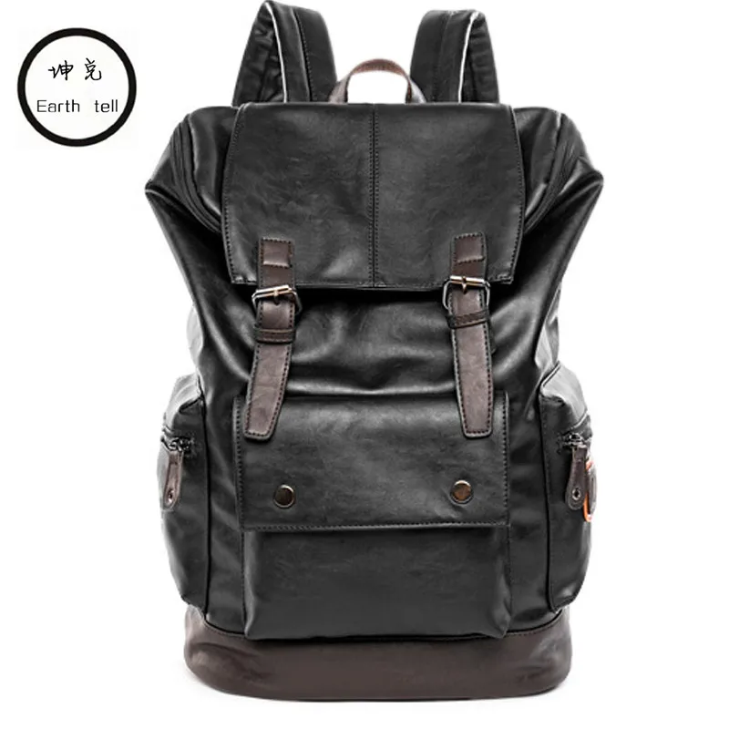 

Men Splice PU Backpack Huge Shoulder Computer Bag Functional Versatile Bags Multifunctional Laptop Travel School Backpacking