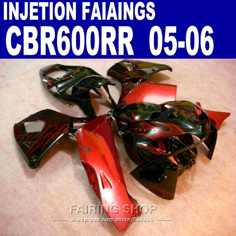 100%fit Injection Fairing CBR600RR 05 2005 For HONDA ( red Falme Fairings ) cbr-600rr 06 2006 kit l123