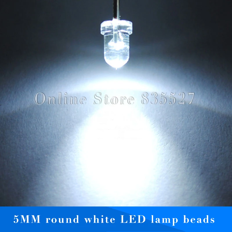 

1000PCS/LOT LED light-emitting diode 5MM round white transparent lamp beads water clear