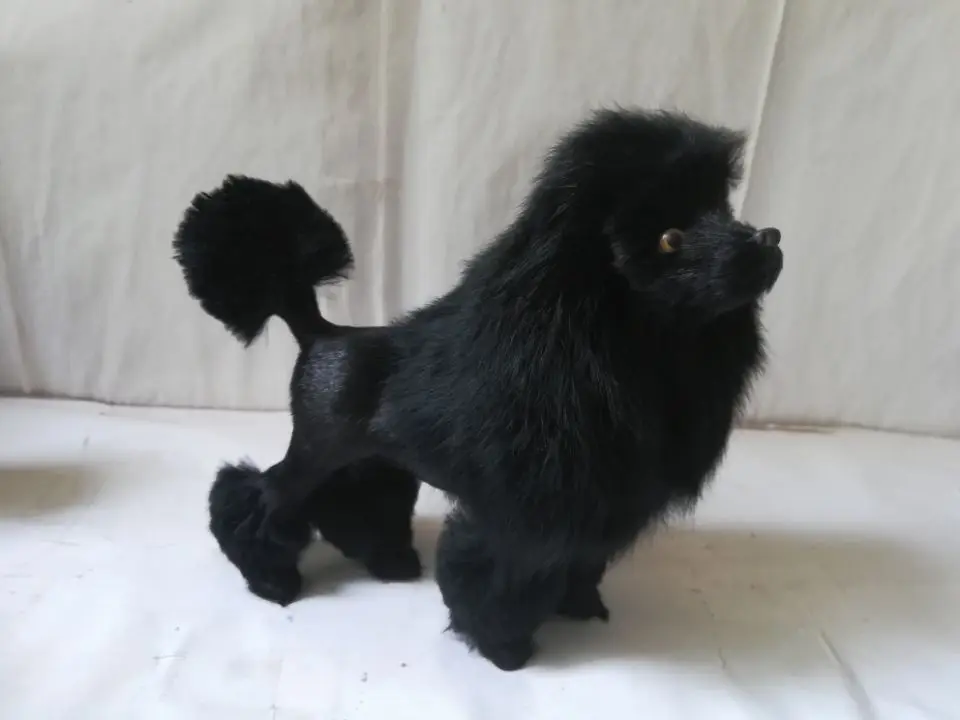 

polyethylene&furs black poodle large 24x20cm standing dog hard model prop.home decoration Xmas gift w0644