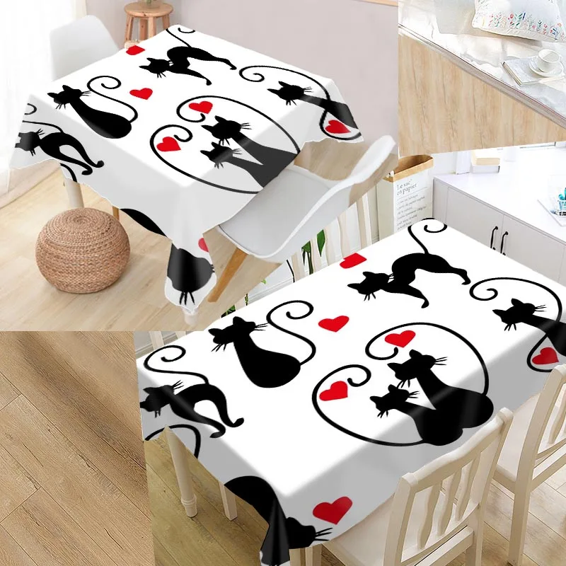 Cat Animals Custom Table Cloth Oxford Print Rectangular Waterproof Oilproof Table Cover Square Wedding Tablecloth P~