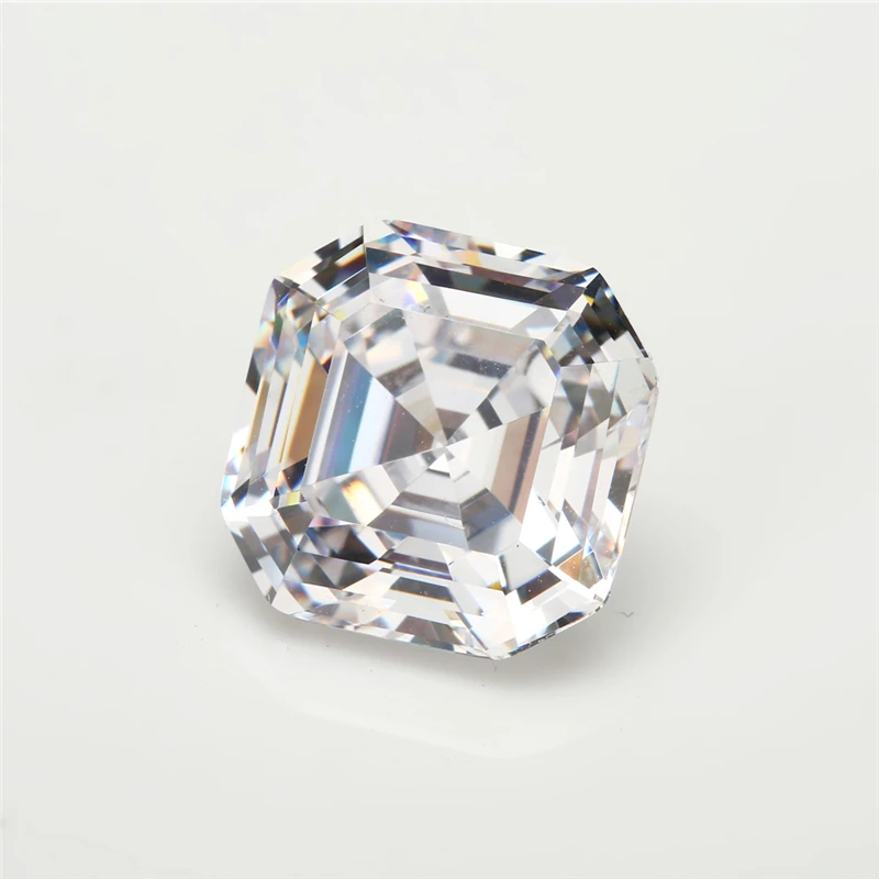 Size 3x3~12x12mm Square Shape Asscher Cut White 5A Loose Cubic Zirconia Stone Synthetic Gems Zircon For Jewelry