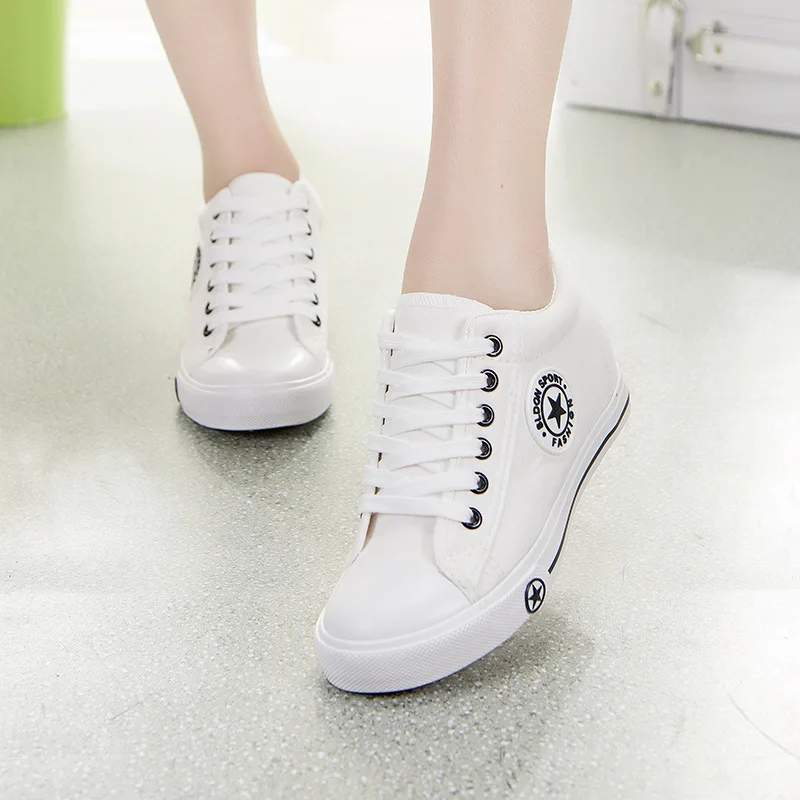 Taomengsi new high canvas shoes in the flat bottom girls shoes tie women leisure students sports shoes