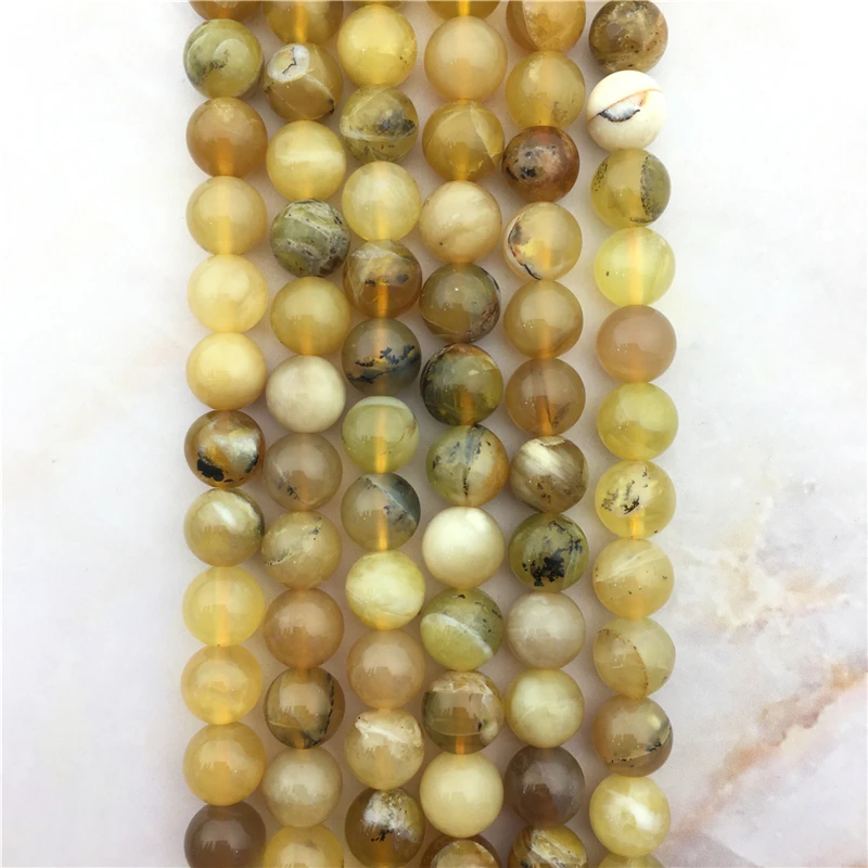 High Grade Natural Yellow Opal Stone Beads Jewelry 6/8/10MM Round Loose Quartz Charms Bead Gemstone For DIY Jewelry Making