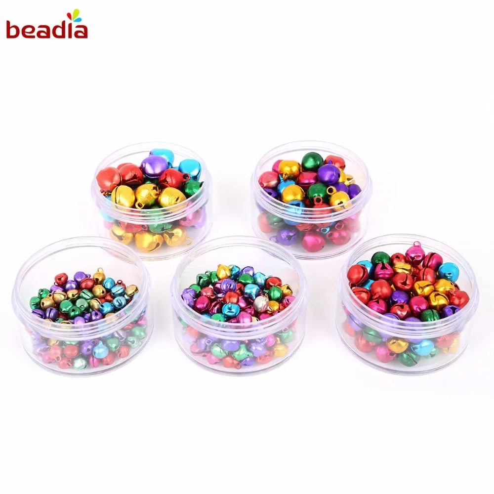 Multi Option 6/8/10/12/14mm 30-200pcs/bag Random Mixed Color Aluminum Jingle Bell For Christmas Decoration Charms Metal Pendant