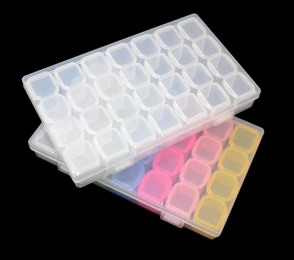 28 Slots Adjustable Plastic Storage Box Storage Box box for jewelry Diamond Embroidery Craft Bead Pill Storage Tool