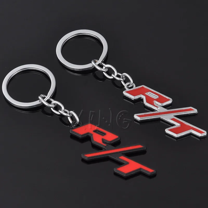 Metal Car Keychain Keyring Auto Key Chain Key Ring For Jeep RT Dodge R/T Logo Challenger Charger Journey RAM Styling Accessories