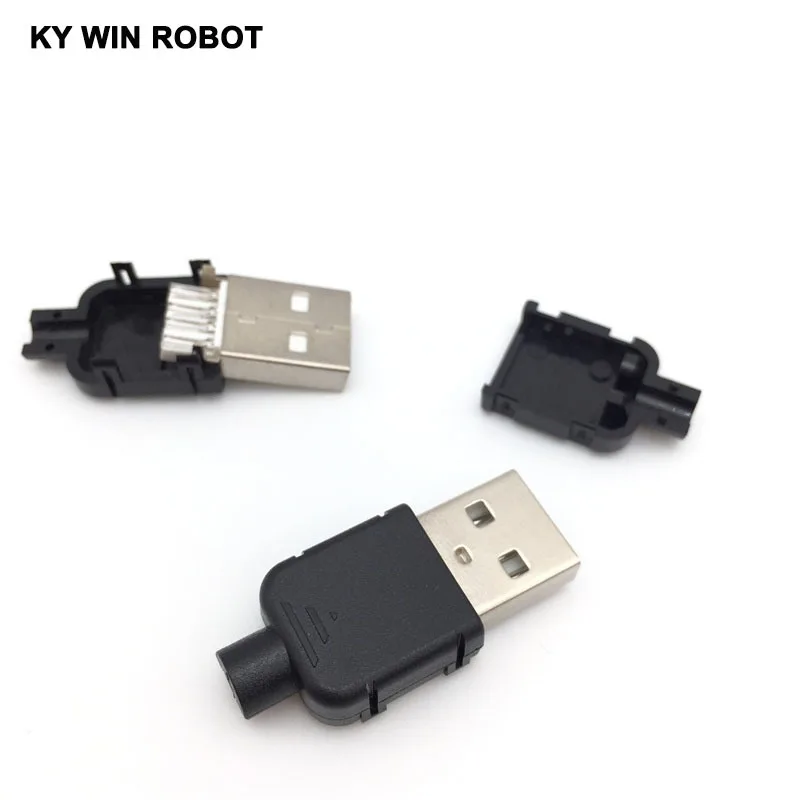 5pcs/lot USB male with a plastic shell / three-piece A type 4P essential charger power conversion