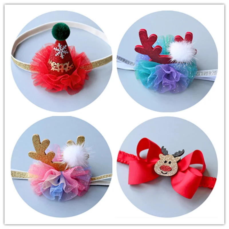 NEW High Quality Christmas Party Crown Headband Girls Elk Hairband Hair Accessories Shiny Hair Band Scrunchy FD31