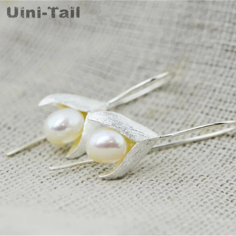 Hot Best selling original design 925 Tibetan silver earrings Hand-painted natural elegant Natural pearl ladies earrings  ED244