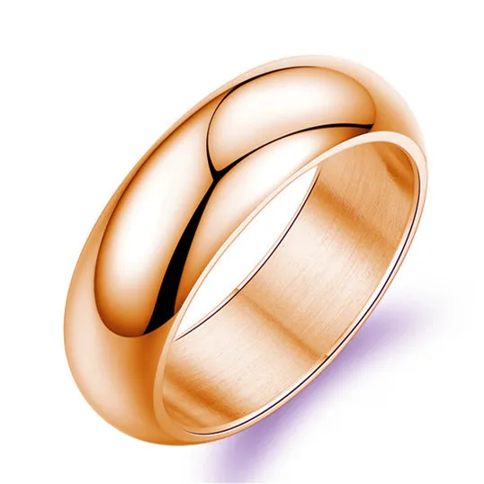 51JEWELRY 4-6mm Rose Gold Stainless Steel Couple Ring For Woman And Man