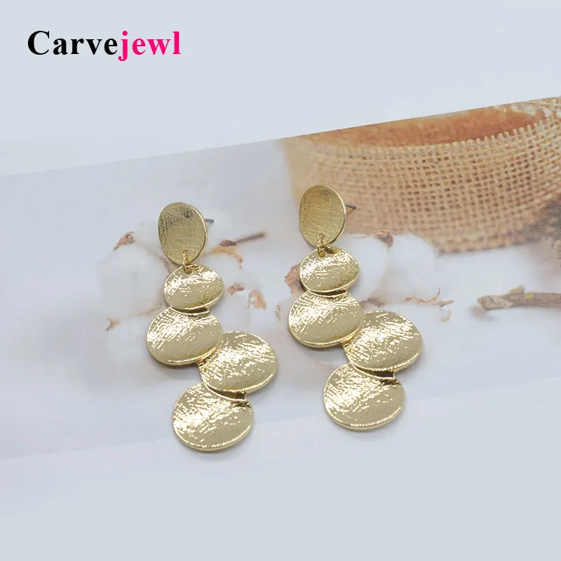 Carvejewl big stud earrings brushed round long stud earrings for women jewelry  girl gift simple personality hot sale bohemia