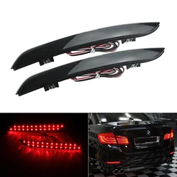 ANGRONG 2x Rear Bumper Reflector LED Brake Stop Light Black Lens For BMW 5 Series F10 F11 F18