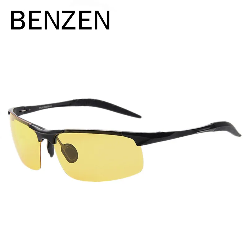 

BENZEN Night Vision Glasses Men Alloy Yellow Lenses Night Driving Glasses Male Driving Glasses With Case 8001