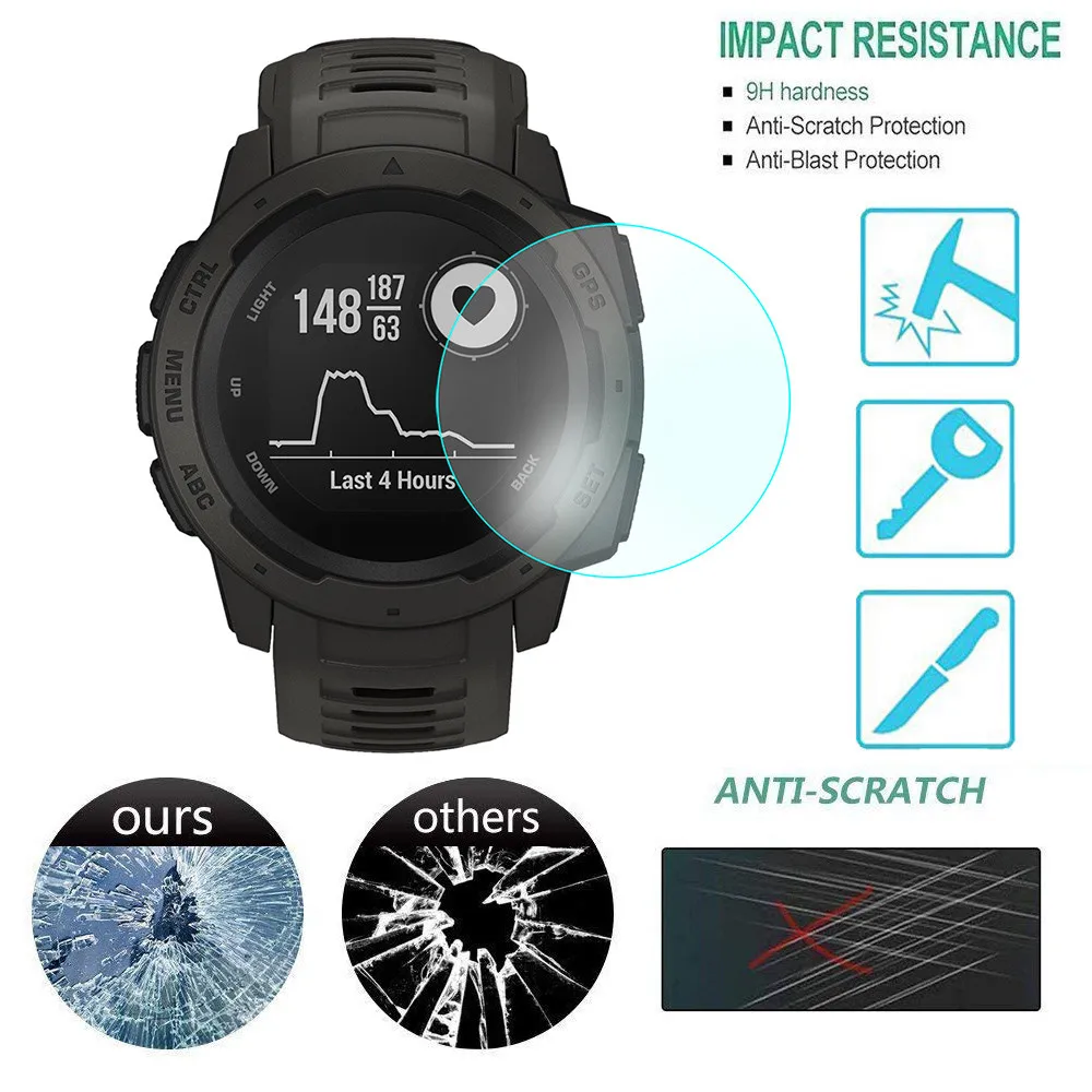 For Garmin Instinct Watch Tempered Glass Protective Film Full Coverage For Garmin Instinct smart Watch Screen HD Protector Film