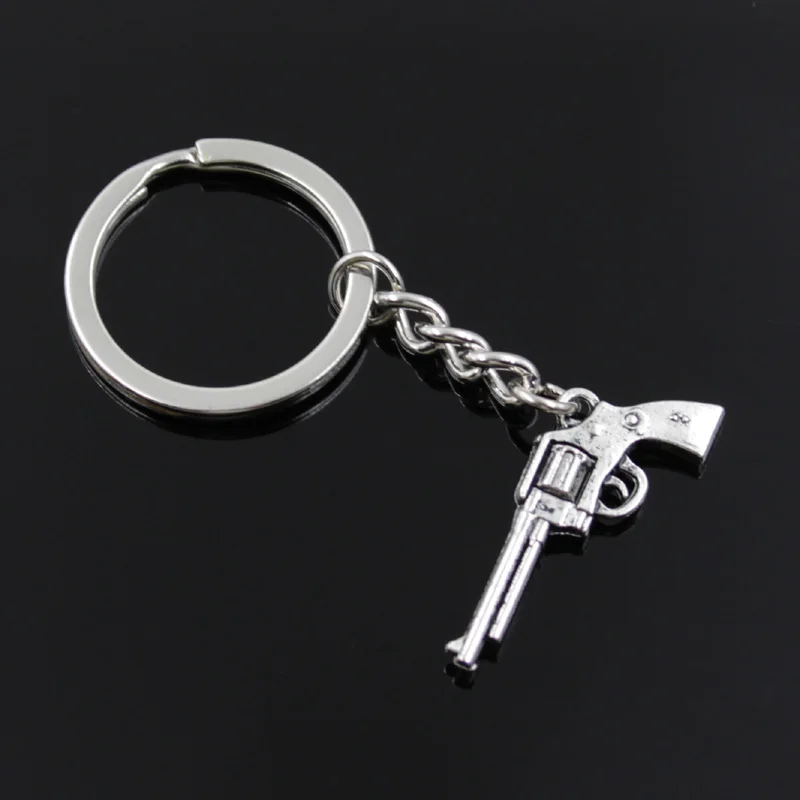 New Fashion Men 30mm Keychain DIY Metal Holder Chain Vintage Machine Gun Assault Rifle 35x15mm Antique Silver Color Pendant