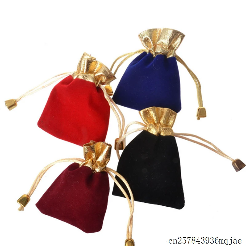 

1000pcs Phnom Penh Gold Bead Velvet Bag Jewellery Pouch Gift Bags Wedding Drawstring Bag